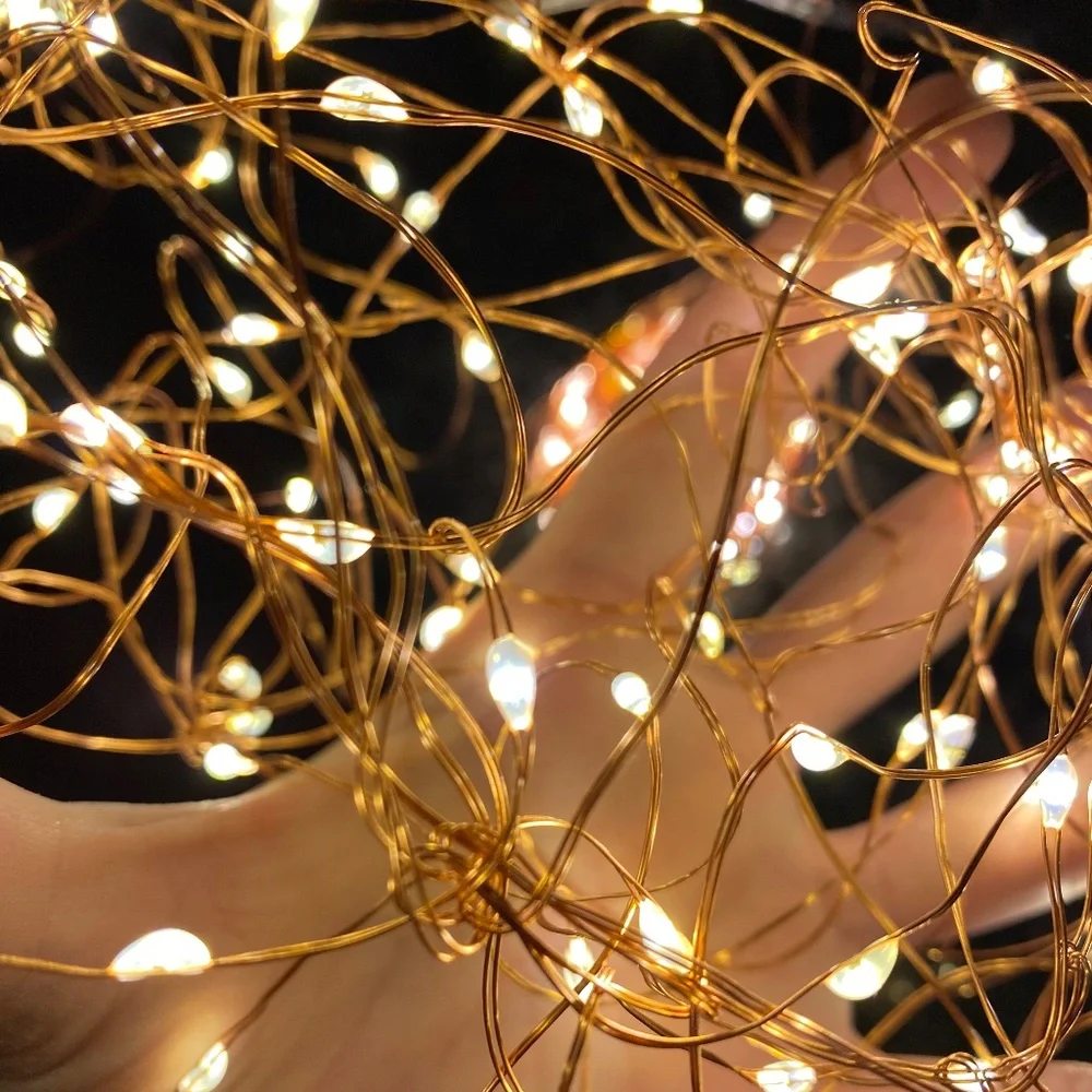 33’ long 100 bulb warm light LED USB string lights Copper wire Twinkle lights